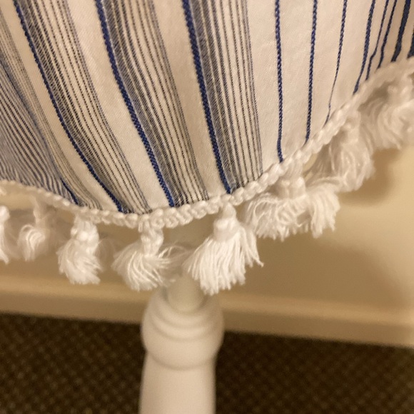 🍋Blue Islands Striped with PomPom detail Swim Suit Coverup with Hood M - Picture 9 of 12